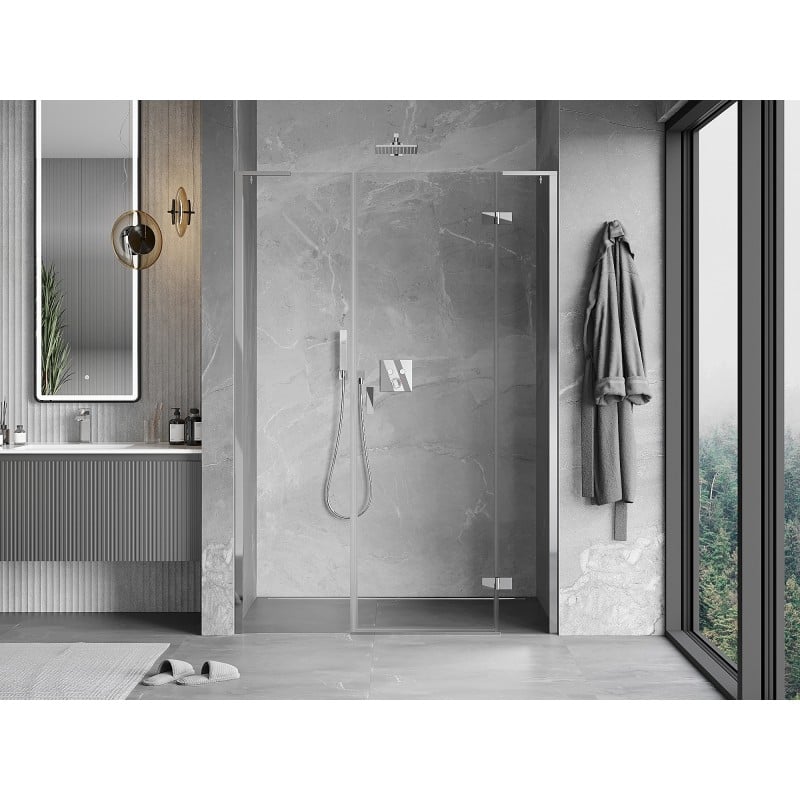 Mexen Mist-H L porte de douche pivotante droite 155 cm, transparent, chrome - 8A5L-155-001-01-00-P