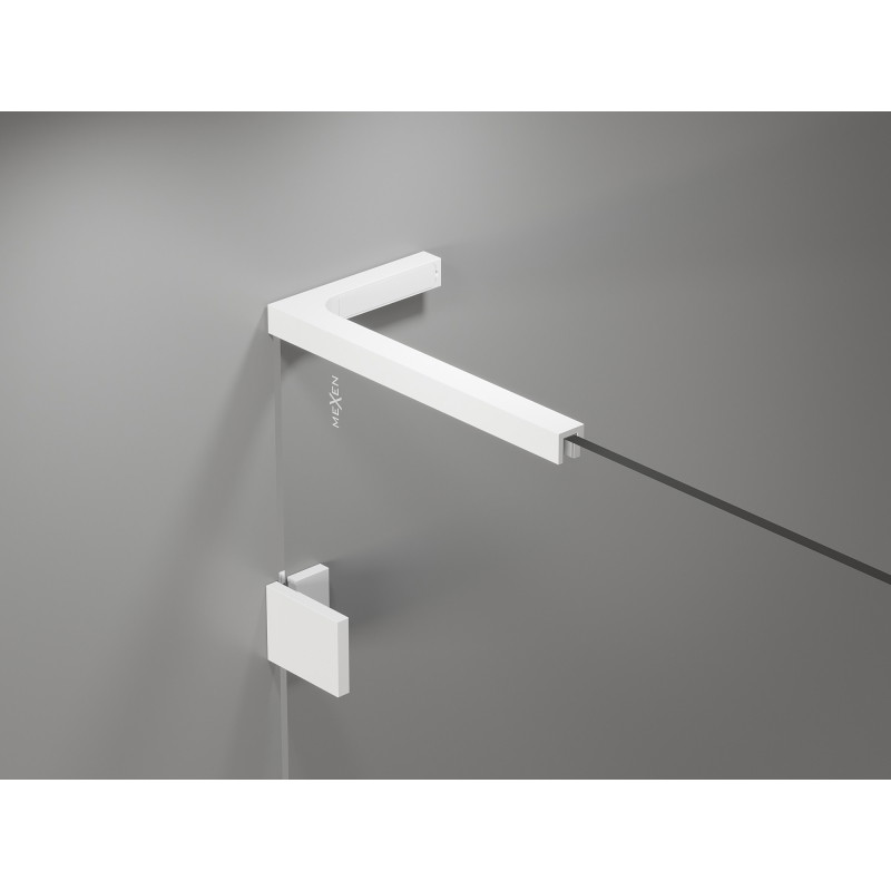 Mexen Uni-L1 Ensemble de supports d’angle en L pour portes et parois de douche en verre de 6 à 8 mm, blanc - 830-12-20