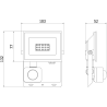 Mexen Luxpro projecteur LED avec détecteur de mouvement, 10W, Froid - 6500K, 900 lm, noir - L235-010-65-70