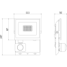 Mexen Luxpro projecteur LED avec détecteur de mouvement, 20W, Neutre - 4000K, 1800 lm, noir - L235-020-40-70