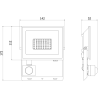 Mexen Luxpro projecteur LED avec détecteur de mouvement, 30W, Froid - 6500K, 2700 lm, noir - L235-030-65-70
