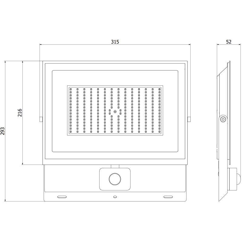 Mexen Luxpro projecteur LED avec détecteur de mouvement, 150W, Froid - 6500K, 13500 lm, noir - L235-150-65-70