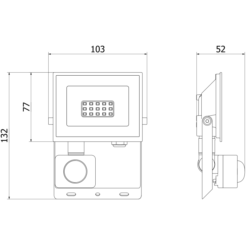 Mexen Luxpro+ projecteur LED avec capteur de mouvement, 10W, Neutre - 4000K, 1100 lm, noir - L236-010-40-70