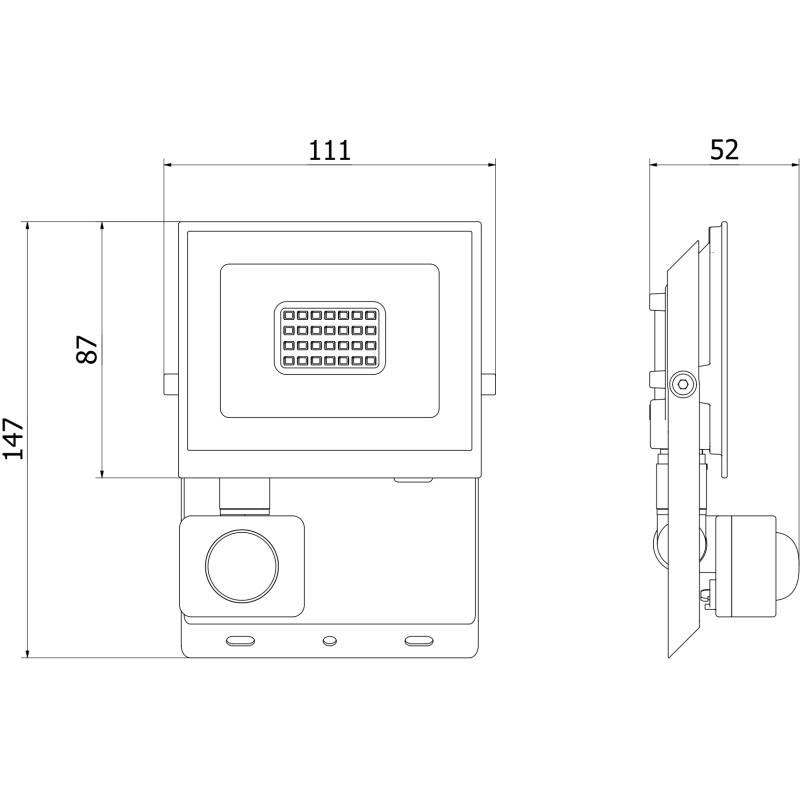 Mexen Luxpro+ projecteur LED avec détecteur de mouvement, 20W, Froid - 6500K, 2200 lm, blanc - L236-020-65-20