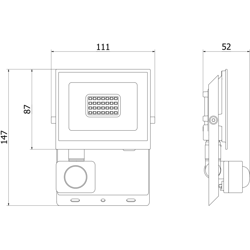 Mexen Luxpro+ projecteur LED avec détecteur de mouvement, 20W, Neutre - 4000K, 2200 lm, noir - L236-020-40-70