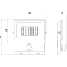 Mexen Luxpro+ projecteur LED avec capteur de mouvement, 50W, Froid - 6500K, 5500 lm, noir - L236-050-65-70