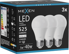 Mexen Nova 3x Ampoule LED E27, A60, 5W, Neutre - 4000K, 525 lm - L100-E27-0540-01x03