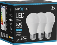 Mexen Nova 3x Ampoule LED E27, A60, 6W, Froid - 6500K, 630 lm - L100-E27-0665-01x03