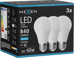 Mexen Nova 3x Ampoule LED E27, A60, 8W, Froid - 6500K, 840 lm - L100-E27-0865-01x03