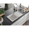 Mexen Pablo évier de cuisine en granit à 1 cuve avec égouttoir 752 x 436 mm, blanc, siphon chromé - 6510751010-20