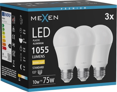 Mexen Nova 3x Ampoule LED E27, A60, 10W, Chaude - 3000K, 1055 lm - L100-E27-1030-01x03