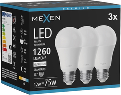 Mexen Nova 3x Ampoule LED E27, A60, 12W, Neutre - 4000K, 1260 lm - L100-E27-1240-01x03