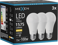 Mexen Nova 3x Ampoule LED E27, A60, 15W, Chaude - 3000K, 1575 lm - L100-E27-1530-01x03