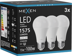 Mexen Nova 3x Ampoule LED E27, A60, 15W, Neutre - 4000K, 1575 lm - L100-E27-1540-01x03