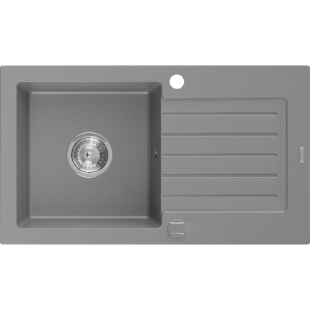 Mexen Pablo évier en granit 1 bac avec égouttoir 752 x 436 mm, gris, siphon chromé - 6510751010-71