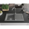 Mexen Pablo évier en granit 1 bac avec égouttoir 752 x 436 mm, gris, siphon chromé - 6510751010-71