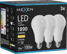 Mexen Nova 3x Ampoule LED E27, A70, 18W, Chaude - 3000K, 1890 lm - L100-E27-1830-01x03