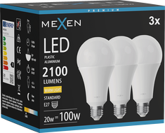 Mexen Nova 3x Ampoule LED E27, A70, 20W, Chaude - 3000K, 2100 lm - L100-E27-2030-01x03