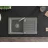 Mexen Pablo évier en granit 1 bac avec égouttoir 752 x 436 mm, gris, siphon chromé - 6510751010-71