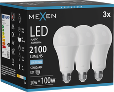Mexen Nova 3x Ampoule LED E27, A70, 20W, Froid - 6500K, 2100 lm - L100-E27-2065-01x03