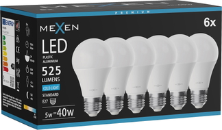 Mexen Nova 6x Ampoule LED E27, A60, 5W, Froid - 6500K, 525 lm - L100-E27-0565-01x06