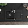 Mexen Pablo évier en granit à 1 bac avec égouttoir 752 x 436 mm, noir, siphon chromé - 6510751010-77