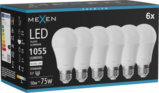 Mexen Nova 6x Ampoule LED E27, A60, 10W, Neutre - 4000K, 1055 lm - L100-E27-1040-01x06