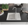 Mexen Enzo évier en granit 1 bac avec égouttoir 576 x 465 mm, blanc, siphon chromé - 6506571005-20