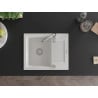 Mexen Enzo évier en granit à 1 bac avec égouttoir 576 x 465 mm, blanc, siphon chromé - 6506571005-20