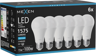 Mexen Nova 6x Ampoule LED E27, A60, 15W, Froid - 6500K, 1575 lm - L100-E27-1565-01x06
