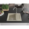 Mexen Enzo évier en granit 1 bac avec égouttoir 576 x 465 mm, beige, siphon chromé - 6506571005-69