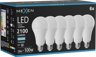 Mexen Nova 6x Ampoule LED E27, A70, 20W, Froid - 6500K, 2100 lm - L100-E27-2065-01x06