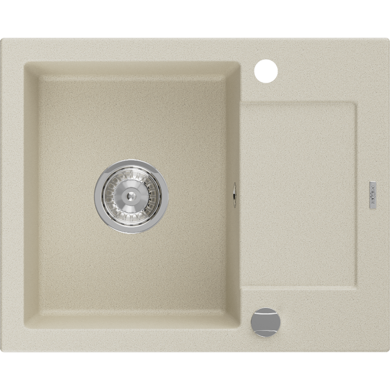 Mexen Enzo évier en granit à 1 cuve avec un égouttoir court 576 x 465 mm, Beige - 6506571005-69