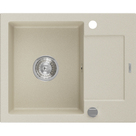 Mexen Enzo évier en granit à 1 cuve avec un égouttoir court 576 x 465 mm, Beige - 6506571005-69
