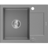 Mexen Enzo évier en granit 1 bac avec égouttoir 576 x 465 mm, gris, siphon chromé - 6506571005-71
