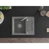 Mexen Enzo évier en granit 1 bac avec égouttoir 576 x 465 mm, gris, siphon chromé - 6506571005-71