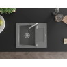Mexen Enzo évier en granit à 1 bac avec égouttoir 576 x 465 mm, gris, siphon chromé - 6506571005-71