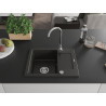 Mexen Enzo évier en granit 1 bac avec égouttoir 576 x 465 mm, noir/doré métallisé, siphon chromé - 6506571005-75