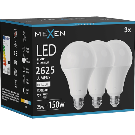 Mexen Nova 3x Ampoule LED E27, A95, 25W, Neutre - 4000K, 2625 lm - L100-E27-2540-01x03