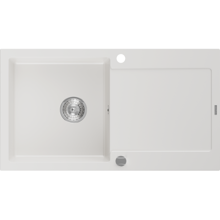 Mexen Leo évier en granit à 1 cuve avec égouttoir 900 x 500 mm, Blanc - 6501901010-20
