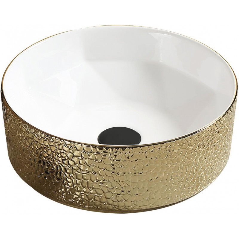 Mexen Clarisa lavabo posé sur le comptoir 41 x 41 cm, blanc/doré - 22074153