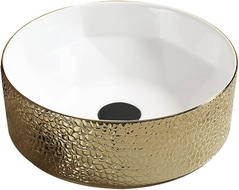 Mexen Clarisa lavabo à poser 41 x 41 cm, blanc/or - 22074153