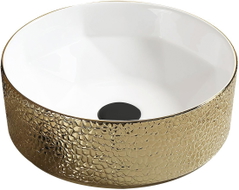 Mexen Clarisa lavabo posé sur le comptoir 41 x 41 cm, blanc/doré - 22074153