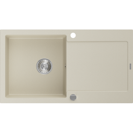 Mexen Leo évier en granit 1 bac avec égouttoir 900 x 500 mm, beige, siphon chromé - 6501901010-69