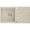 Mexen Leo évier en granit à 1 bac avec égouttoir 900 x 500 mm, beige, siphon chromé - 6501901010-69