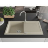 Mexen Leo évier en granit à 1 bac avec égouttoir 900 x 500 mm, beige, siphon chromé - 6501901010-69