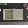 Mexen Leo évier en granit 1 bac avec égouttoir 900 x 500 mm, beige, siphon chromé - 6501901010-69
