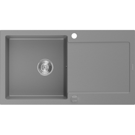 Mexen Leo évier de cuisine en granit 1 bac avec égouttoir 900 x 500 mm, gris, siphon chromé - 6501901010-71