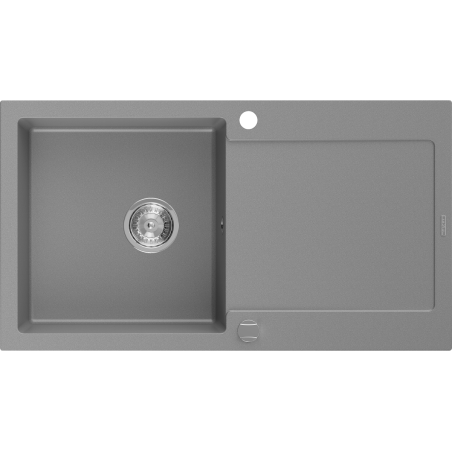 Mexen Leo évier en granit 1 bac avec égouttoir 900 x 500 mm, gris, siphon chrome - 6501901010-71