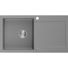 Mexen Leo évier de cuisine en granit 1 bac avec égouttoir 900 x 500 mm, gris, siphon chromé - 6501901010-71